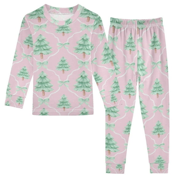joogoo Christmas Tree-1 Pajamas Set Long Sleeve Soft Cotton Sleepwear 2 Piece 18M
