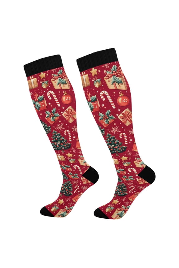 Christmas Tree Gift Socks Women Men Knee High Sock