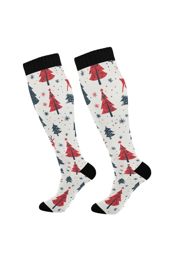 Christmas Tree Reindeer Long Socks Women Men Knee High Sock