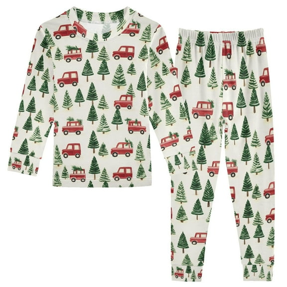 joogoo Christmas Tree Trucks 2 Piece Long Sleeve Tee and Pants Cotton Pajama Set 5Y