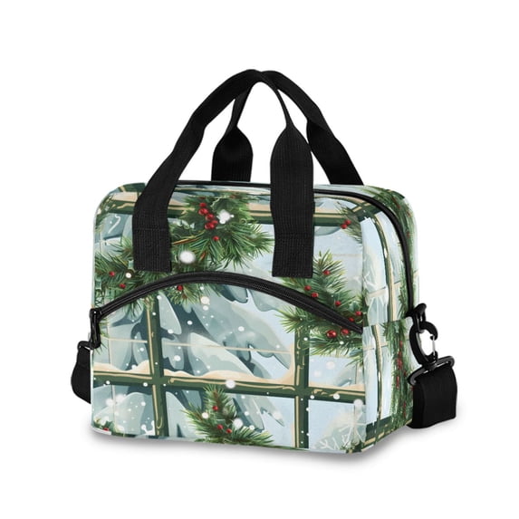 joogoo Christmas View Insulated Lunch Bags Reusable Cooler Box with Shoulder Strap