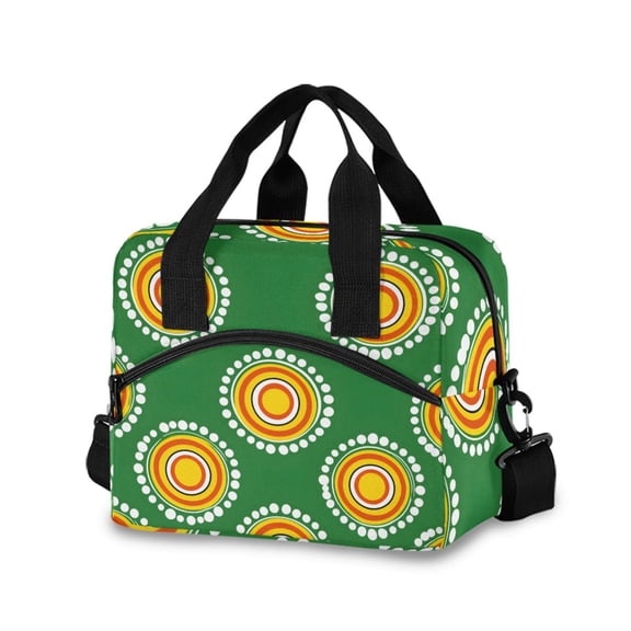 joogoo Circle with Dots Insulated Lunch Bags Reusable Cooler Box with Shoulder Strap