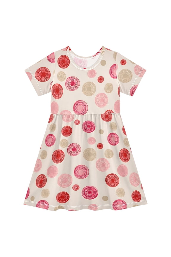 Circles Girls' Short Sleeve Dress Kids Dresses 5-6T