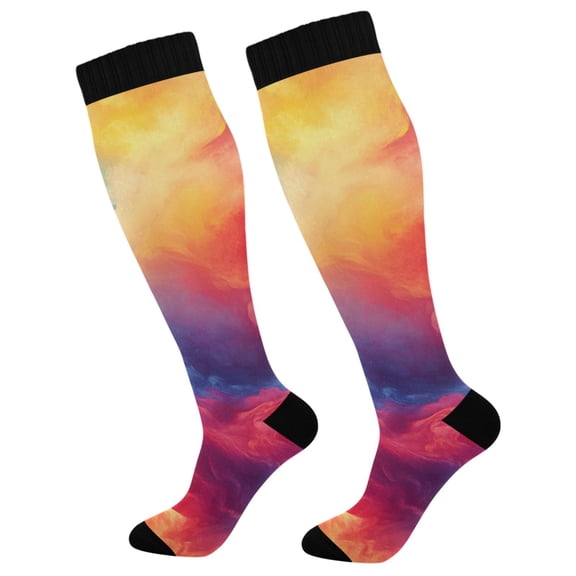 joogoo Cloud Tie Dye Liquid Long Socks Women Men Knee High Sock