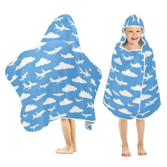 joogoo Clouds Airplane Kids Hooded Beach Towel Baby Bath Towel 23.5"x50"