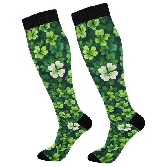 joogoo Clover Pattern Socks Women Men Knee High Sock