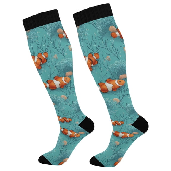 joogoo Clownfish Starfish Socks Women Men Knee High Sock
