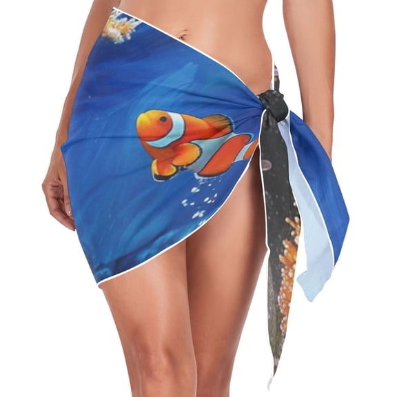 joogoo Clownfish and Corals in Ocean Women's Beach Sarong Bathing Suit Wrap Swimwear Cover Ups S