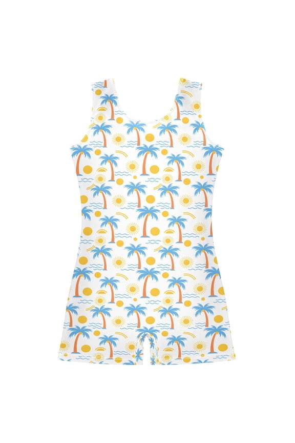 Coconut Palm Sun Pattern Girls Leotards Gymnastics Tumbling Outfit Biketard Unitard 2-3Years