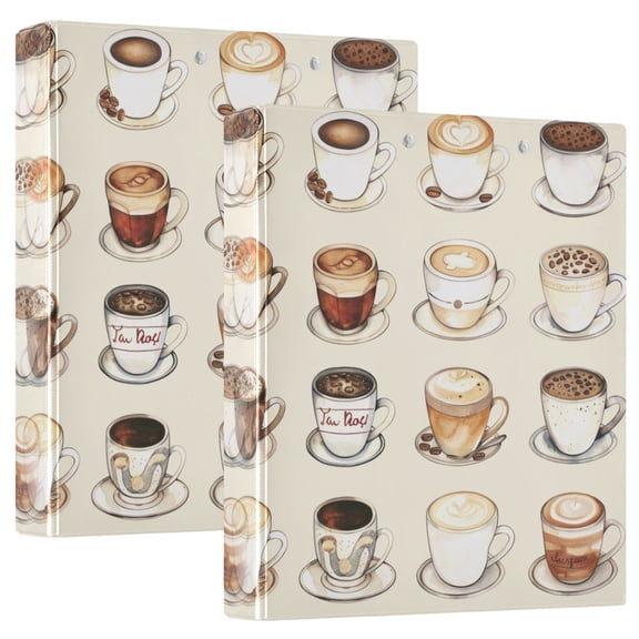 joogoo Coffee Lover Hardcover 3 Ring Binder 1.5" Round Rings Interior Pockets Binders Organizer 2 Pack