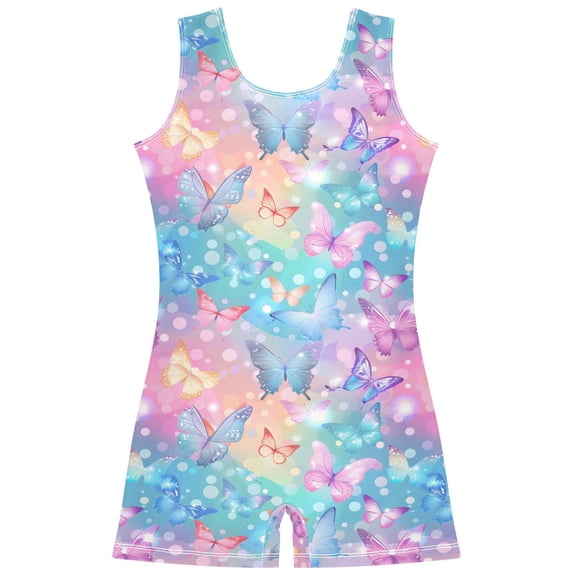 joogoo Colorful Butterfly in Gradient Pattern Girls Leotards Gymnastics Tumbling Outfit Biketard Unitard 3-4Years