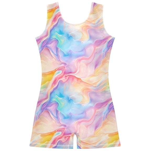 joogoo Colorful Liquid Tie Dye Pattern Girls Leotards Gymnastics Tumbling Outfit Biketard Unitard 3-4Years