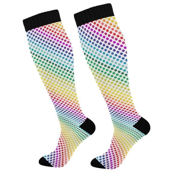 joogoo Colorful Polka Dots in Lines Socks Women Men Knee High Sock