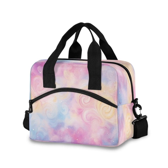 joogoo Colorful Rainbow Tie-dye Insulated Lunch Bags Reusable Cooler Box with Shoulder Strap