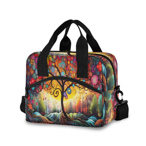 joogoo Colorful Tree Insulated Lunch Bags Reusable Cooler Box with Shoulder Strap