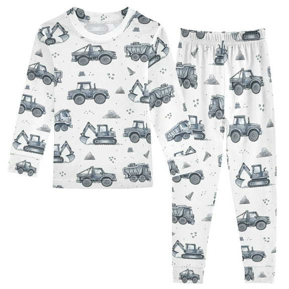 joogoo Construction Vintage Trucks 2 Piece Long Sleeve Tee and Pants Cotton Pajama Set 3T