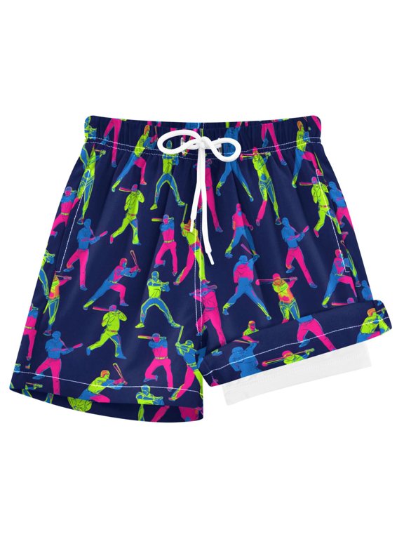 Cool Baseball Players Boys Swim Trunks Beach Swimsuit Shorts Boxer 4T