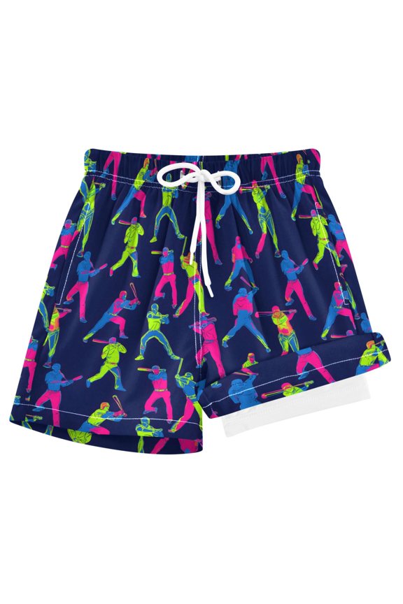 Cool Baseball Players Boys Swim Trunks Beach Swimsuit Shorts Boxer 7Y