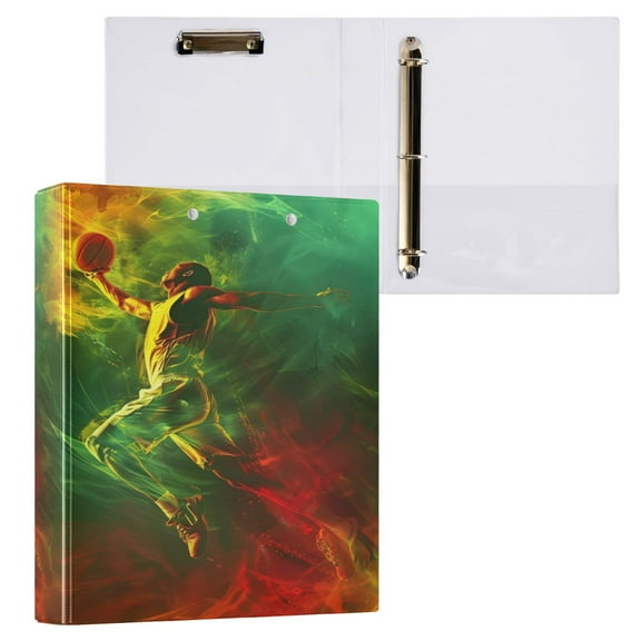 joogoo Cool Basketball Player Hardcover 3 Ring Binder 1.5" Round Rings Interior Pockets Binders Organizer 1 Pack