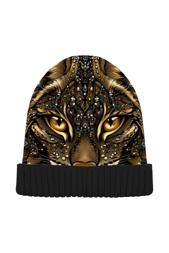 Cool Boho Tiger Beanie Hats Men Women Cuffed Skull Cap Winter Warm Knit Thick Beanies