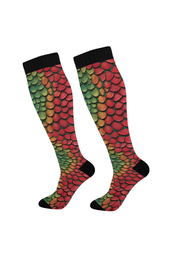 Cool Crocodile Skin Socks Women Men Knee High Sock