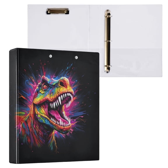 joogoo Cool Dinosaur Hardcover 3 Ring Binder 1.5" Round Rings Interior Pockets Binders Organizer 1 Pack