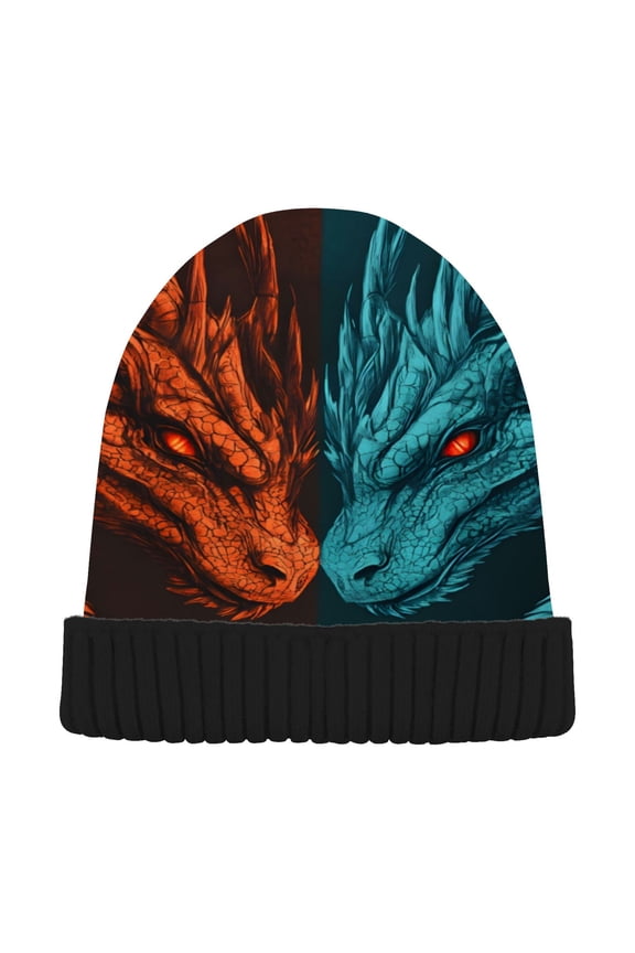 Cool Dragon Beanie Hats Cuffed Winter Warm Knit Thick Beanies