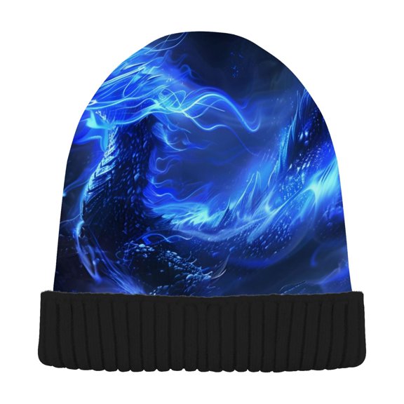 joogoo Cool Dragon with Flames Beanie Hats Men Women Cuffed Skull Cap Winter Warm Knit Thick Beanies