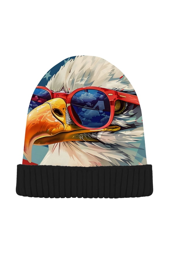 Cool Eagle Sunglasses Beanie Hats Cuffed Winter Warm Knit Thick Beanies