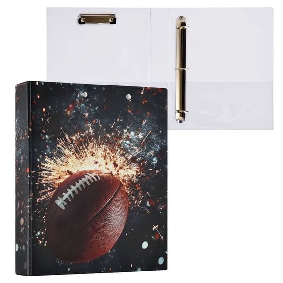 joogoo Cool Football Hardcover 3 Ring Binder 1.5" Round Rings Interior Pockets Binders Organizer 1 Pack