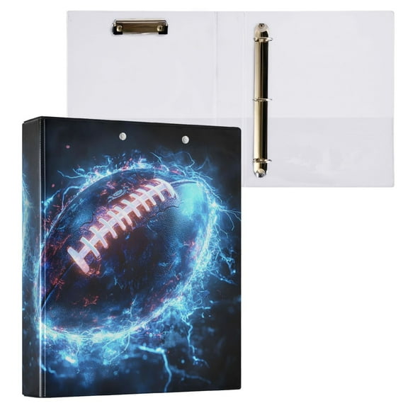 joogoo Cool Football Hardcover 3 Ring Binder 1.5" Round Rings Interior Pockets Binders Organizer 1 Pack