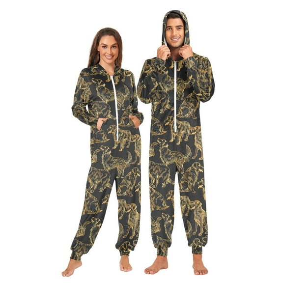 joogoo Cool Golden Retriever Unisex Adults Onesies Pajamas Jumpsuits L