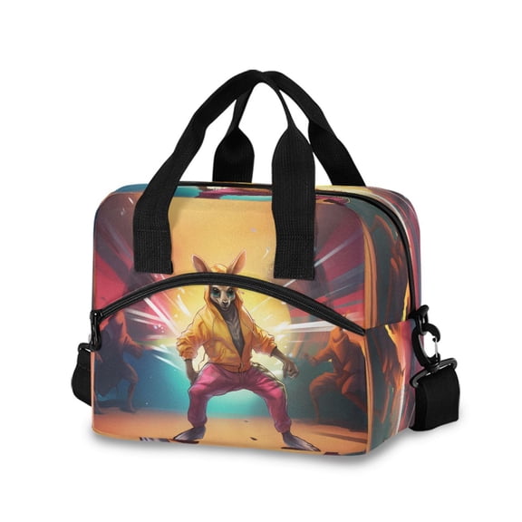 joogoo Cool Kangaroo Dancing Insulated Lunch Bags Reusable Cooler Box with Shoulder Strap