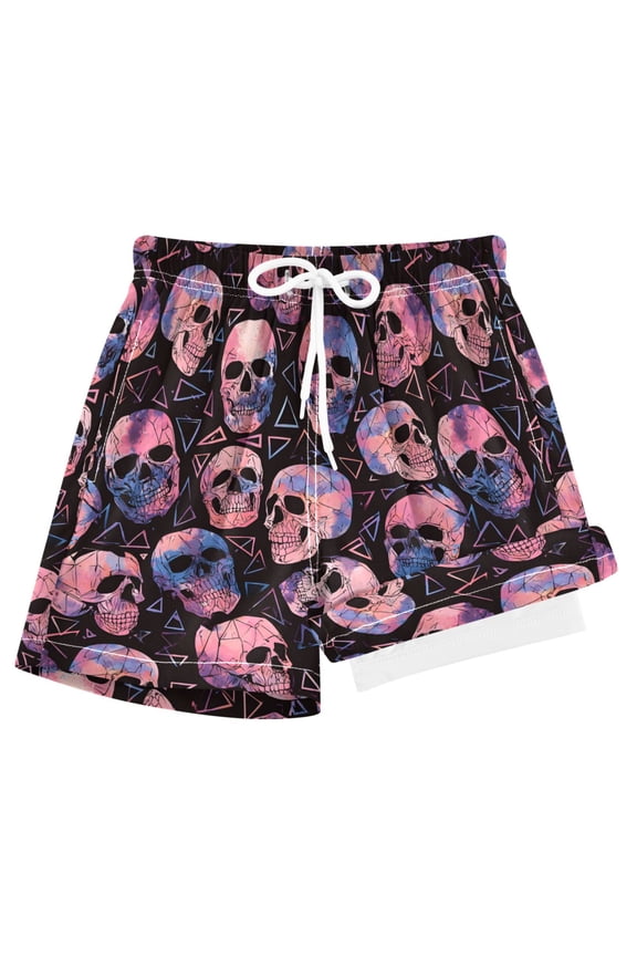 Cool Neon Skull Boys Swim Trunks Beach Swimsuit Shorts Boxer 8Y