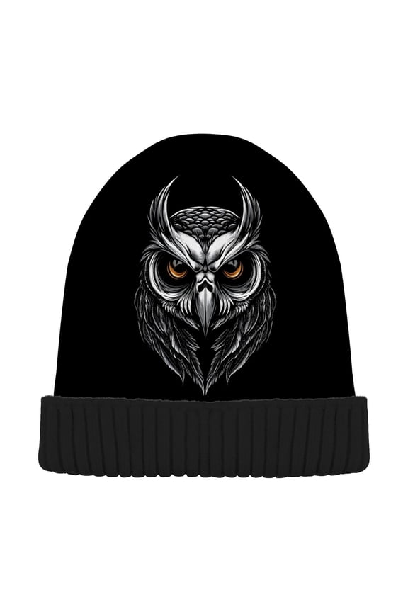 Cool Owl Beanie Hats Men Women Cuffed Skull Cap Winter Warm Knit Thick Beanies