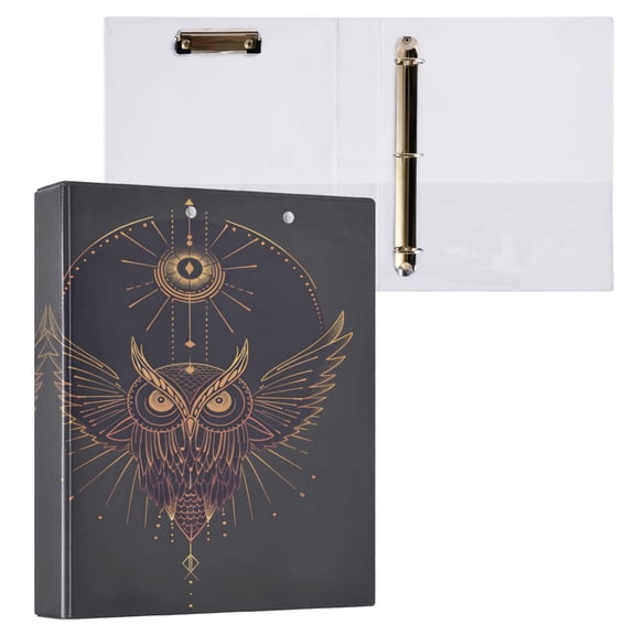 joogoo Cool Owl Mandala Hardcover 3 Ring Binder 1.5" Round Rings Interior Pockets Binders Organizer 1 Pack
