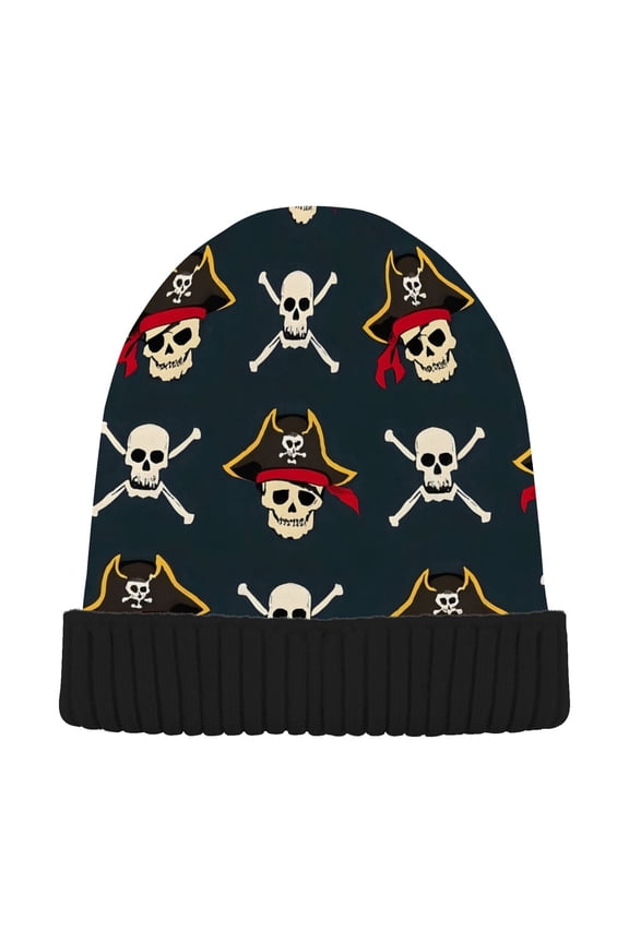 Cool Skull Pattern Beanie Hats Cuffed Winter Warm Knit Thick Beanies
