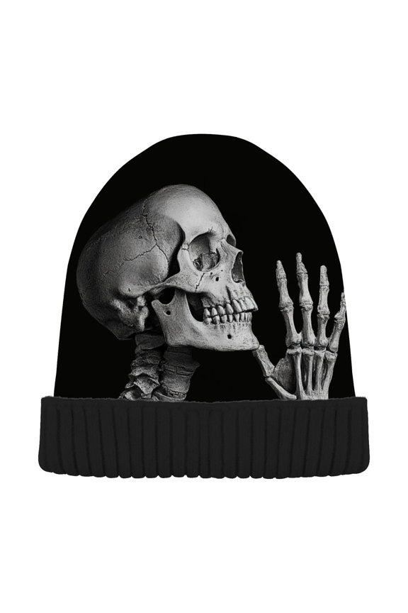 Cool Skull Pattern Beanie Hats Men Women Cuffed Skull Cap Winter Warm Knit Thick Beanies