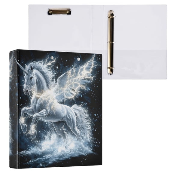 joogoo Cool Unicorn Hardcover 3 Ring Binder 1.5" Round Rings Interior Pockets Binders Organizer 1 Pack