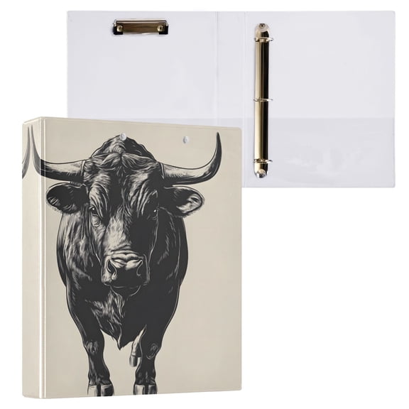 joogoo Cow Hardcover 3 Ring Binder 1.5" Round Rings Interior Pockets Binders Organizer 1 Pack