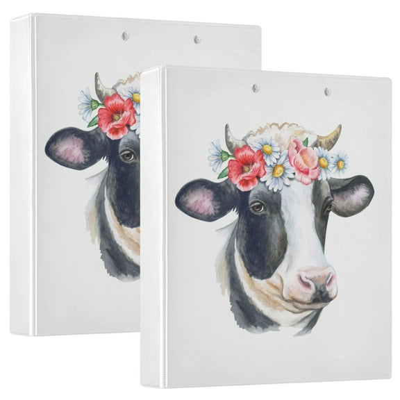 joogoo Cow Hardcover 3 Ring Binder 1.5" Round Rings Interior Pockets Binders Organizer 2 Pack