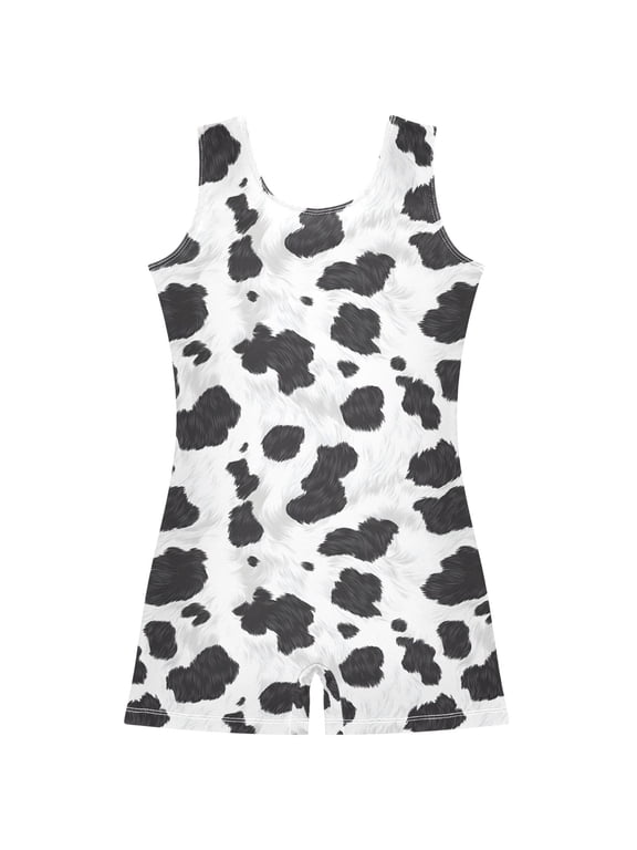 Cow Pattern Girls Leotards Gymnastics Tumbling Outfit Biketard Unitard 2-3Years
