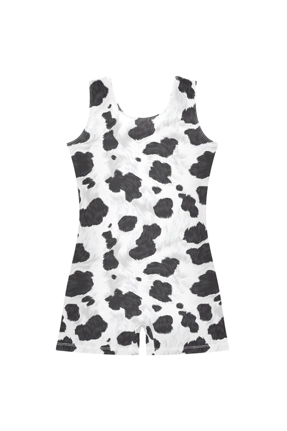 Cow Pattern Girls Leotards Gymnastics Tumbling Outfit Biketard Unitard 3-4Years