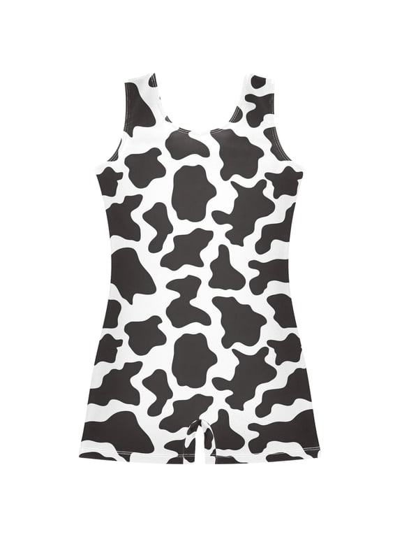 Cow Pattern Girls Leotards Gymnastics Tumbling Outfit Biketard Unitard 5-6Years