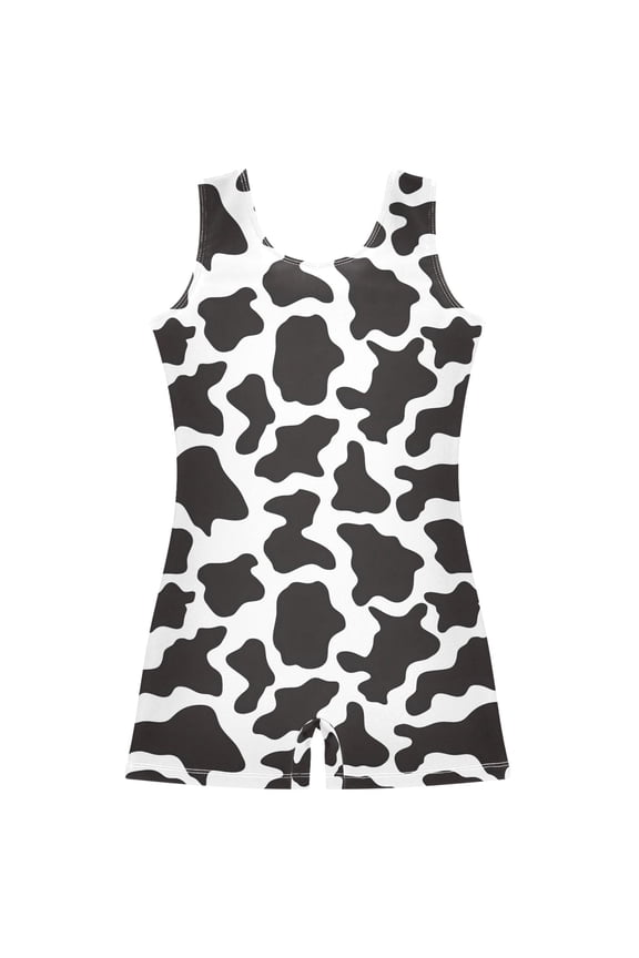 Cow Pattern Girls Leotards Gymnastics Tumbling Outfit Biketard Unitard 9-10Years