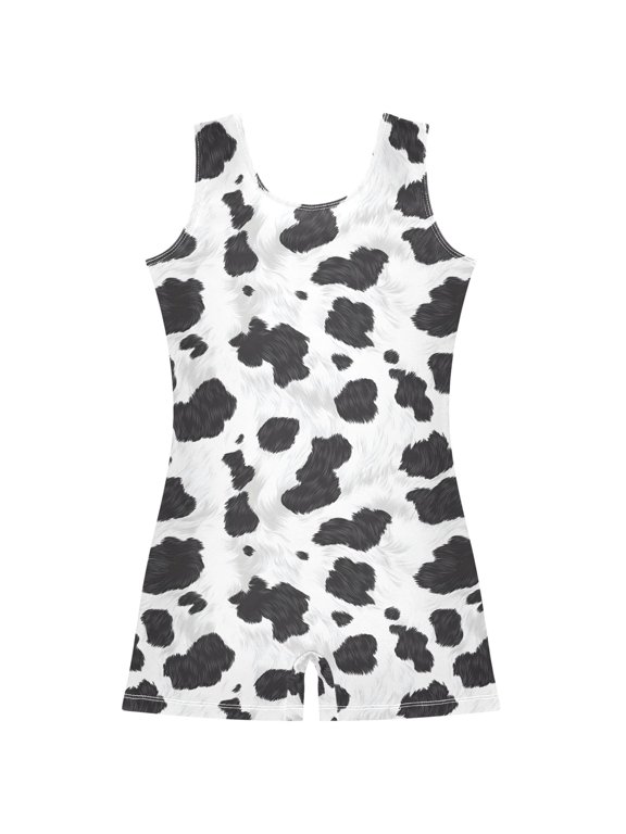 Cow Pattern Girls Leotards Gymnastics Tumbling Outfit Biketard Unitard 9-10Years