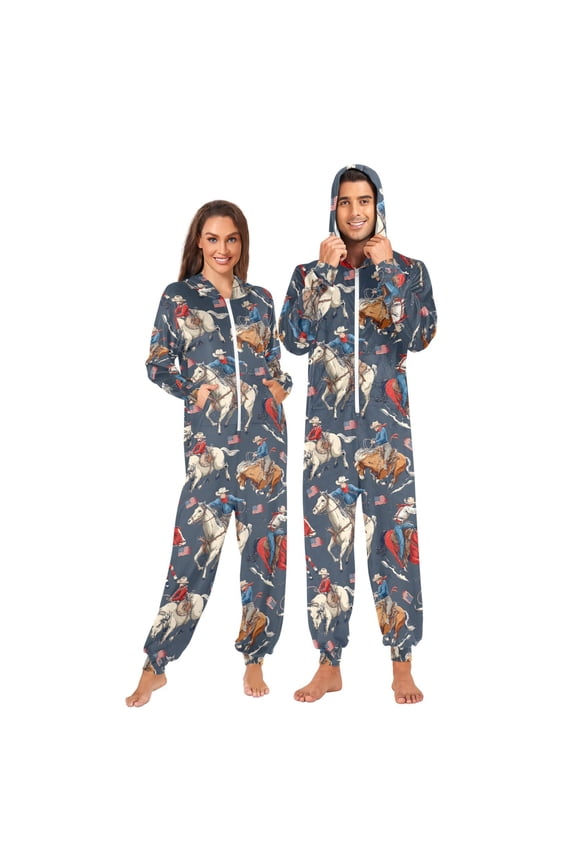 Cowboys America Flag Unisex Adults Onesies Pajamas Jumpsuits XL