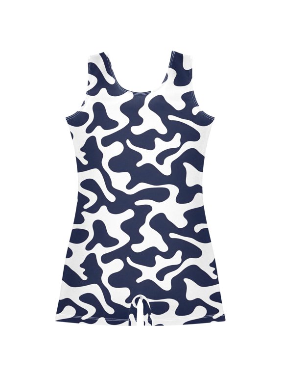 Cows Wavy Pattern Girls Leotards Gymnastics Tumbling Outfit Biketard Unitard 9-10Years