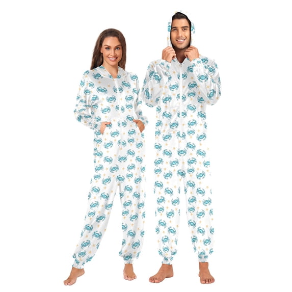 joogoo Crabs Starfish Unisex Adults Onesies Pajamas Jumpsuits L