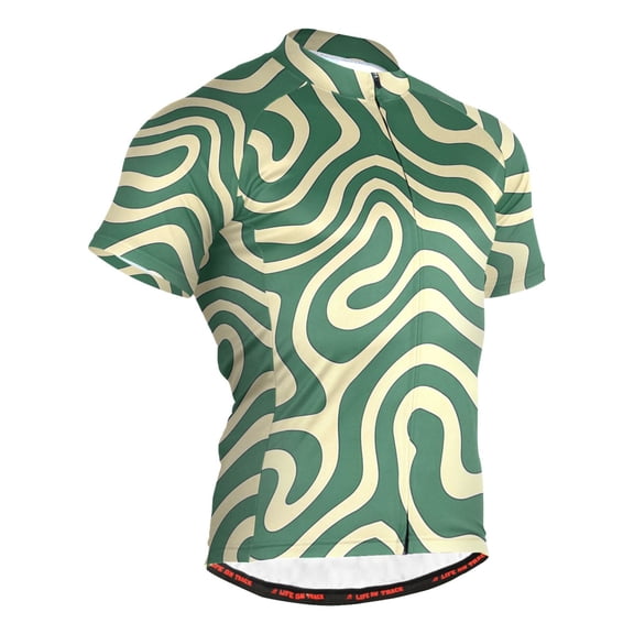 joogoo Cream Green Swirly Men's Cycling Jerseys Mountain Bike Short Sleeve Tops L